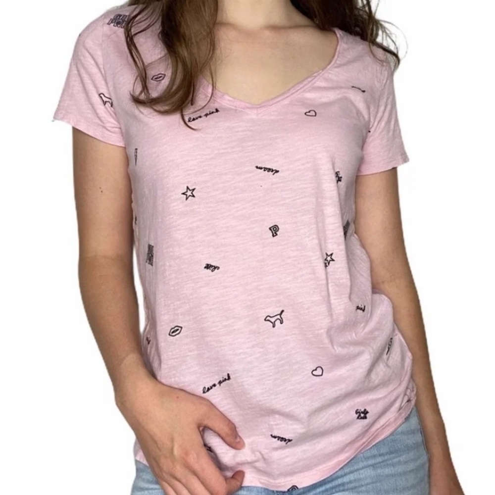 Victoria Secret PINK Girl Power V Neck Tee
